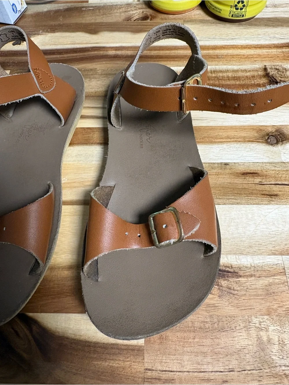 Sun Sans Surfer Brown Leather Buckle Sandals